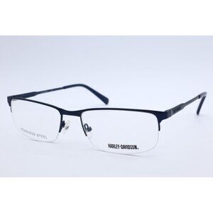 HARLEY-DAVIDSON HD 0759 091 Rectangle Matte Blue Eyeglasses Clear Lenses 56mm